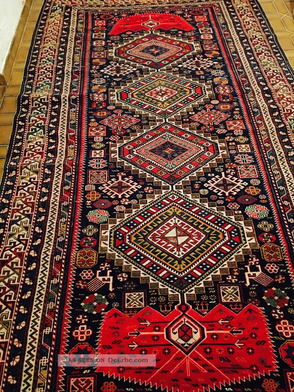 120 Jahre Antiker Originaler Shirvan Kasak Teppich Old Rug Carpet 3 M X 1,  61m Teppiche & Flachgewebe Bild