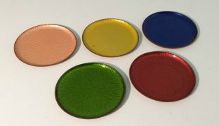 5 Untersetzer Aus Kupfer,  50er / 60er,  Farbig,  Pastell,  Toller Bild