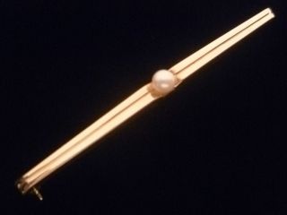 1 Tag Elegante Antike Brosche Aus 585er - Gold Mit Echter Perle,  Nachlass Bild