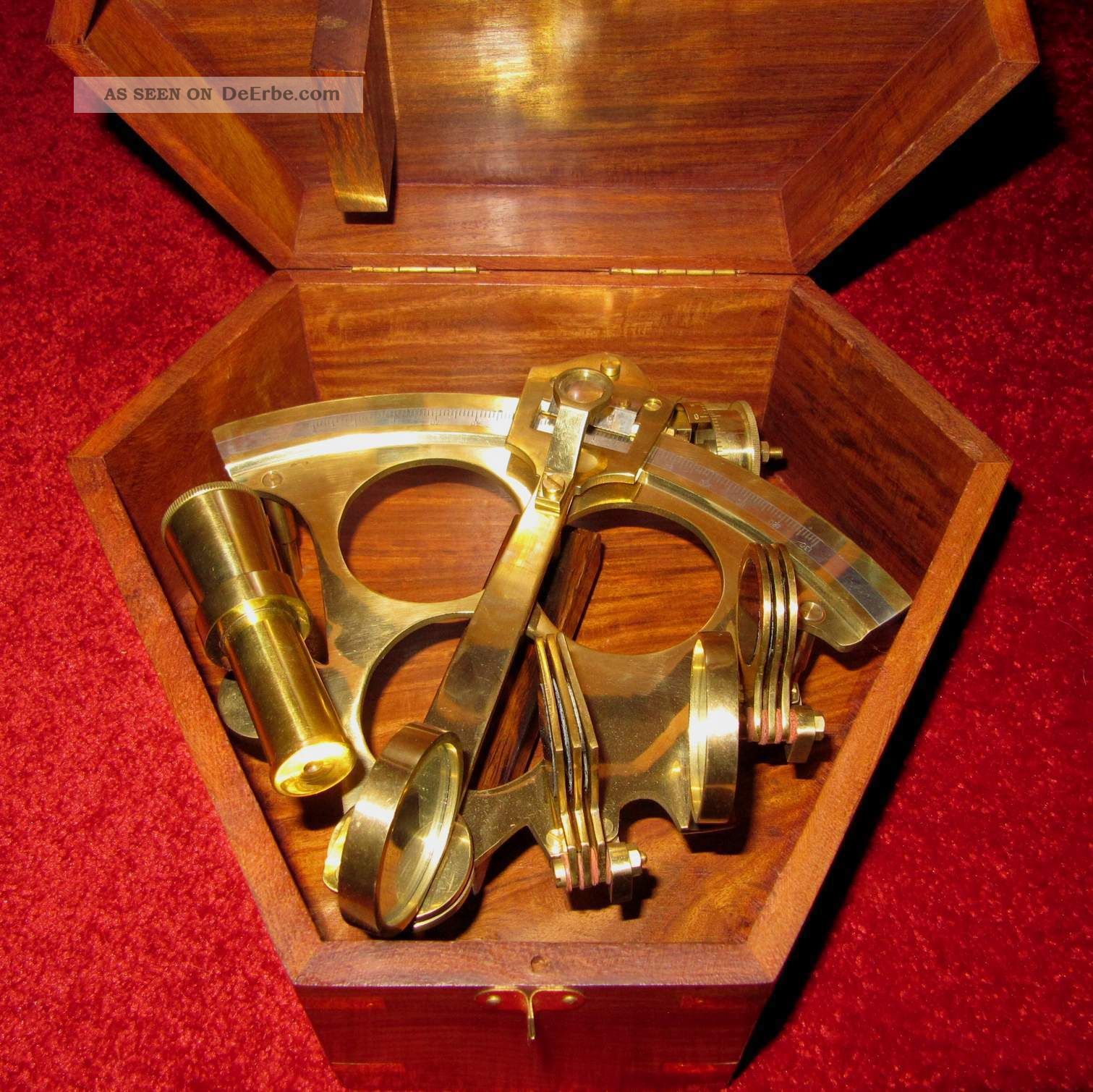 Nautical Scott London Messing-Sextant – Sammler-Replik Mit Holzbox, 10,2 Cm, Maritim