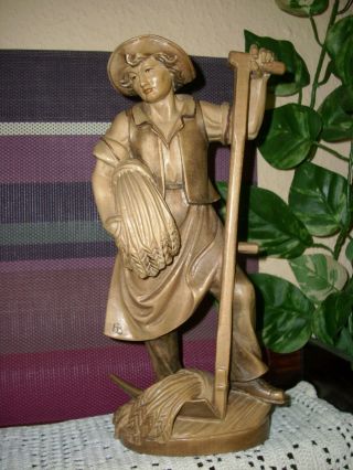 Holzfigur - Heiligenfigur - Hl.  Isidor? - Bauer Mit Sense - Südtirol? - Geschnitzt - Deko Bild