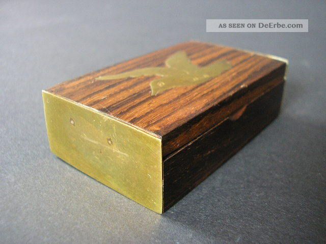 Kleines HolzkÄstchen Mit Messing BeschlÄgen Vogel Motiv Klappdeckel Schatulle Holzarbeiten Bild