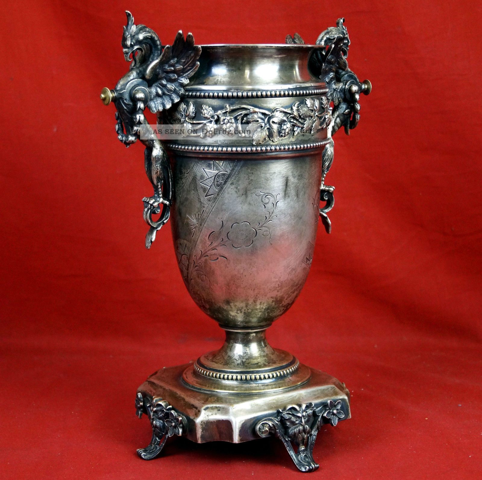 Antiker Russischer Pokal Metall Versilbert Reich An Ornamenten Metallobjekte Bild