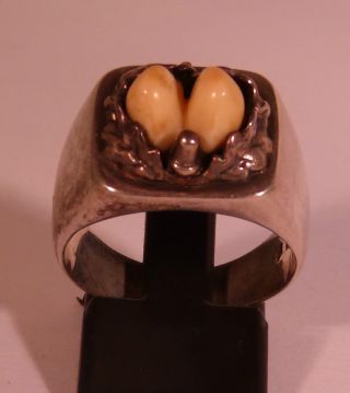 Antiker 835er Silber Ring Grandelring Für Jäger Bild