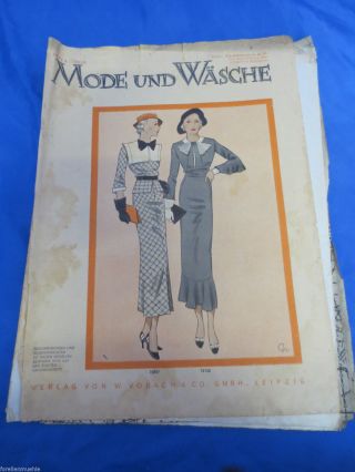 Mode Und Wäsche 1934/35 Heft 4 Mantel Plissee Schlüpfer Kleider Schnittmuster Bild
