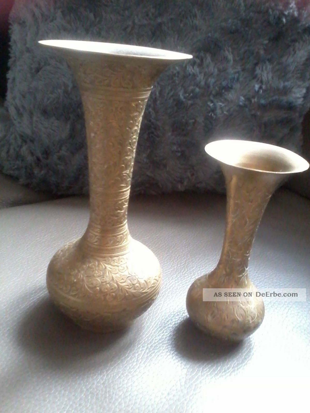 2 Vasen India Messing Orientalisch Gefertigt nach 1945 Bild