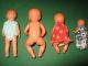 4 Alte Puppenstuben - Baby - PÜppchen Mit Anmodellierten Haaren Sehr Gut Erhalten Original, gefertigt vor 1970 Bild 1