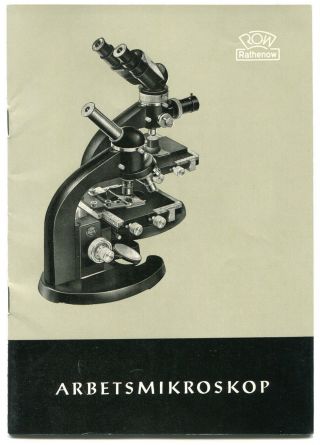 Alter Katalog Prospekt Row Rathenow Mikroskop In Schwedisch Messe Optik Bild