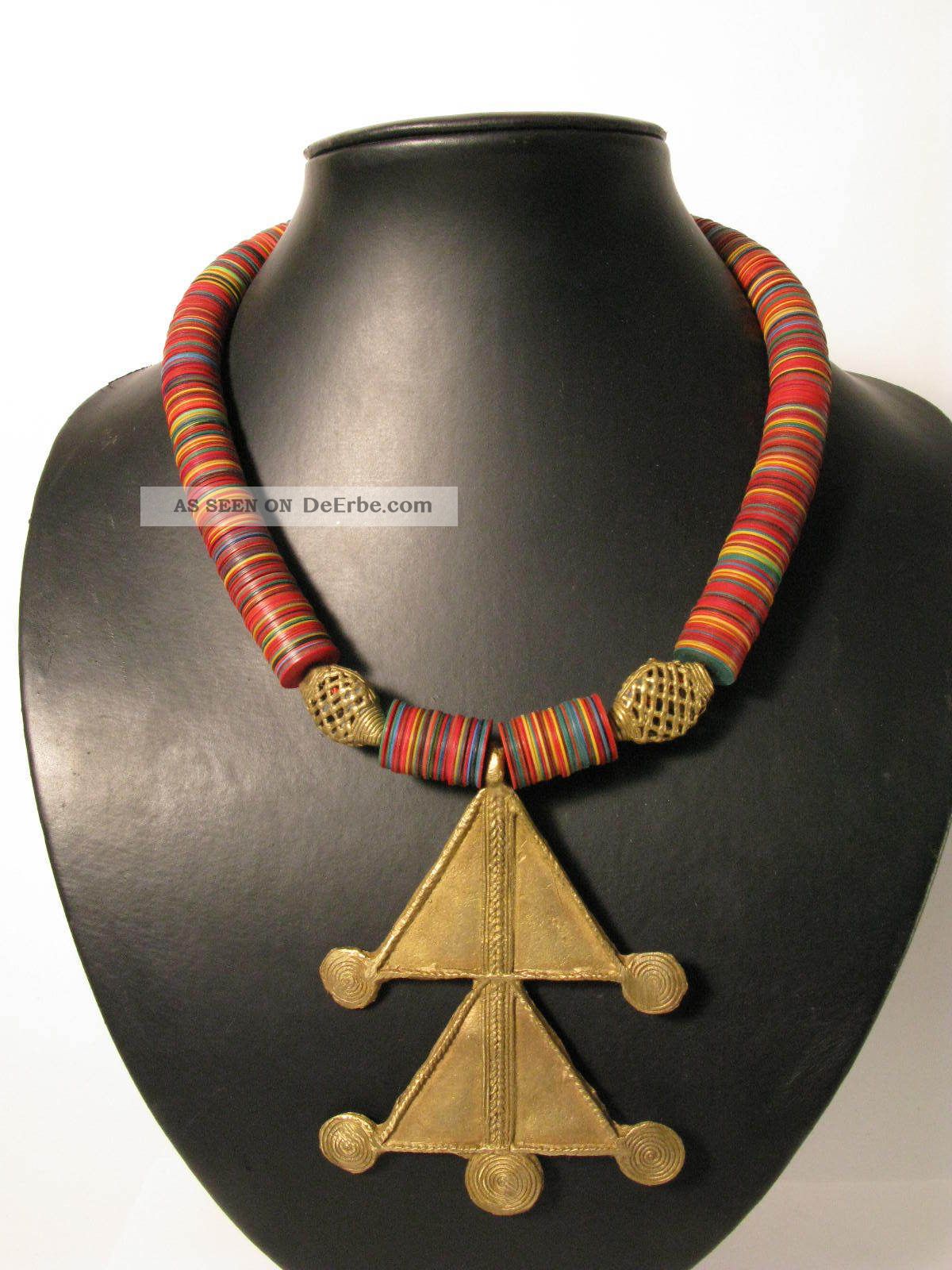 Schöne Ethnokette Alte Bakelit Togo Krobo Ghana Brass Beads G Afrozip Entstehungszeit nach 1945 Bild