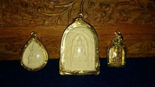 3 X,  Buddha Amulett,  24 K Vergoldet Bild