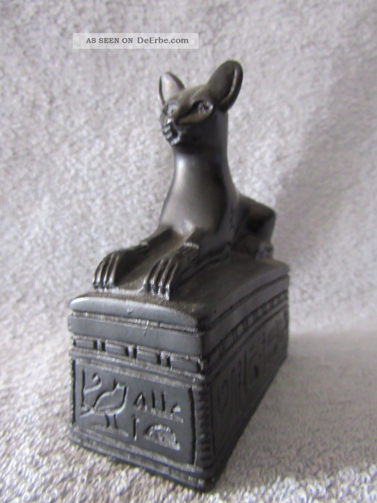 Ägyptische Katze Statue Auf Sockel Skulptur Kunstguss O.  Kunststein,  H.  10 Cm Entstehungszeit nach 1945 Bild