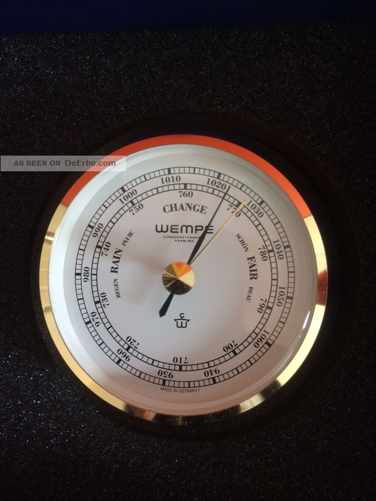 Wempe Chronometer Barometer Skiff Messing Ø 110mm - Druckmesser, Technik & Instrumente Bild