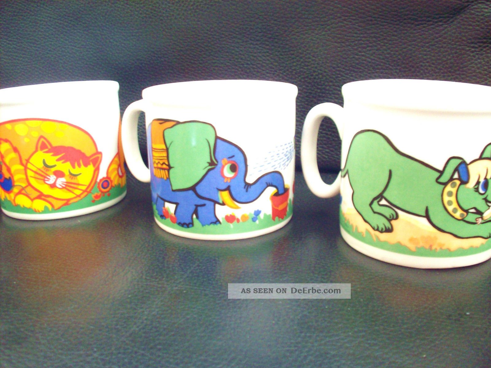 3 X 70s Gubor Tasse Studio Fischer Sammeltasse Kindertasse Katze Elefant Hund 1970-1979 Bild