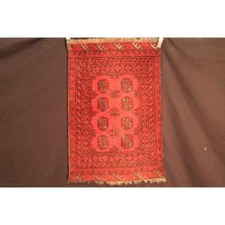 Alter Handgeknüpfter Orient Teppich Afghan Art Deco Old Carpet Tappeto 110x75cm Bild