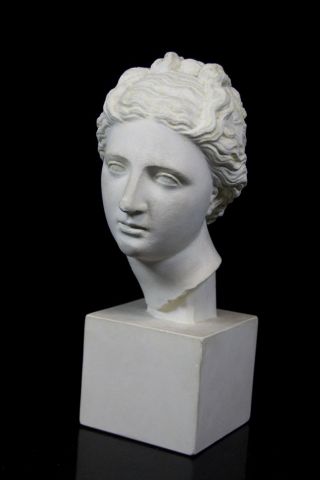Schöne Gips Büste Kopf D.  Medici Venus Aphrodite Guss Skulptur M.  Sockel 25cm Bild