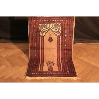 Wunderschöner Handgeknüpfter Orient Gebets Jomut Teppich Carpet Tappeto 130x85cm Bild