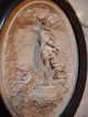 Ovales Bild Mit Jesus Und Engel - Meerschaum ? Im Schwarzen Holzrahmen Ca.  1880 Religiöse Volkskunst Bild 2