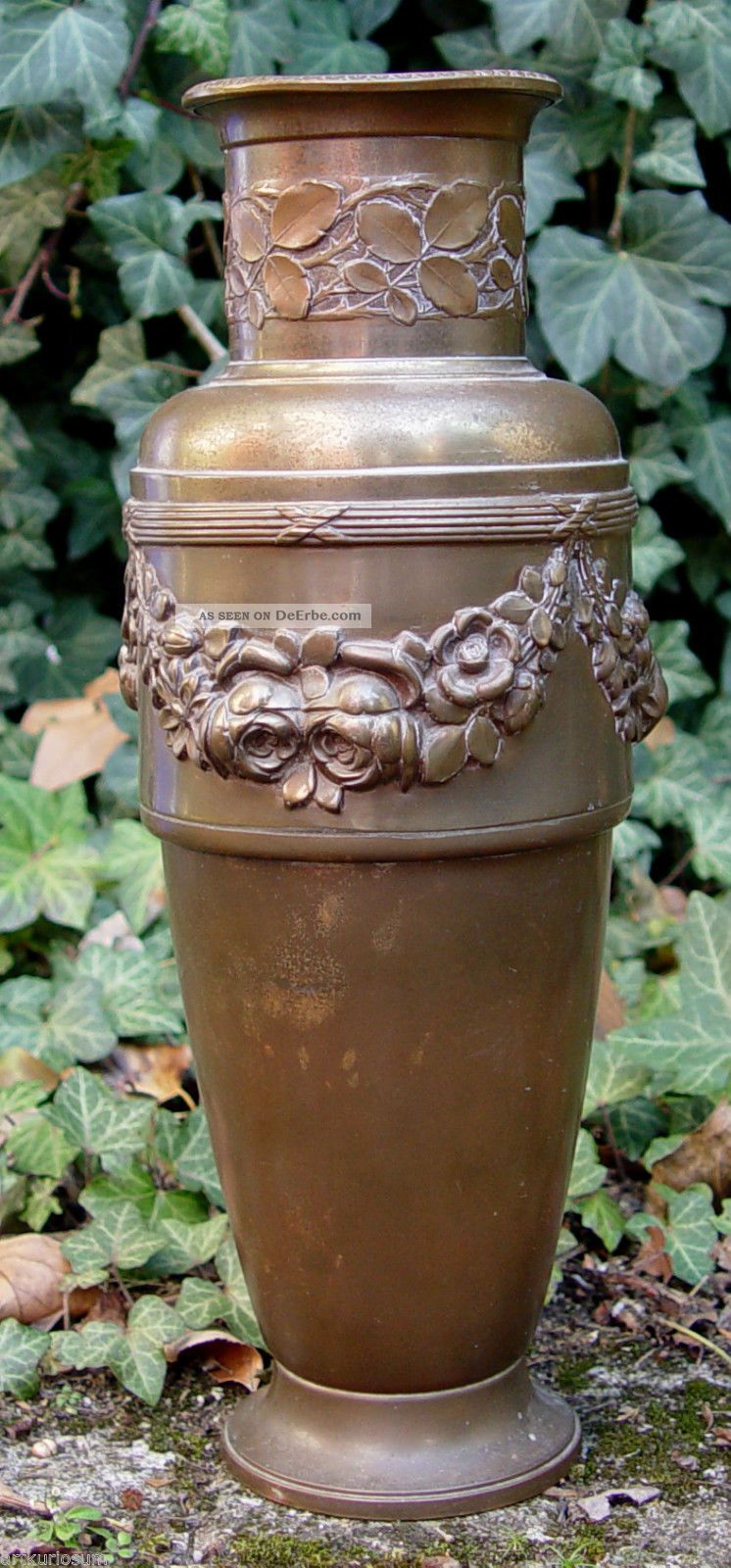 Rare Antike Messing Vase Mit Empire Berankung / Kreuzband Dekor,  Unters.  Bezeich Messing Bild