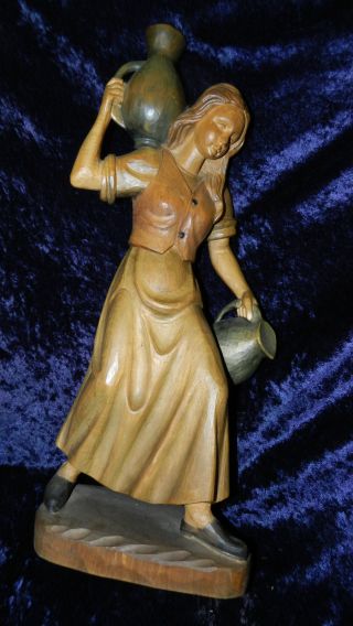 Holzfigur Heilige Rebekka? Wasserträgerin 52cm Geschnitzt Krippenfigur Bayern Bild