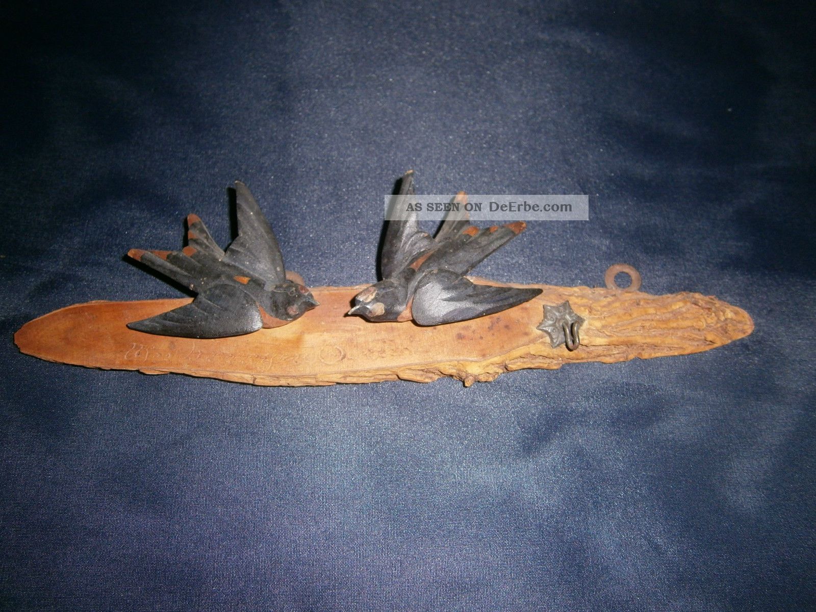 Handgeschnitztes Andenken Von 1922 Schwalben Mingolsheim Antik Holzarbeiten Bild