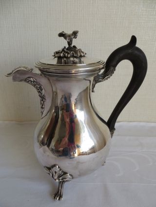 Kaffee Tee Kanne Silber Montierung Zinn Messing Holz Griff England 1890 H 22 Cm Bild