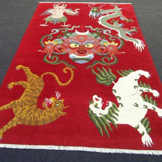 Orient Teppich Drache Rot 266 X 181 Cm Bildteppich Red Carpet Rug Dragon Tappeto Bild