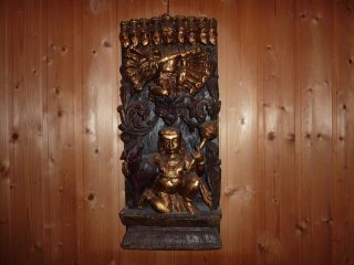 Älteres Geschnitztes Buddha Bild/skulptur Vergoldet Holz Teak? Bild