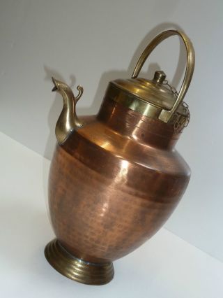 Nostalgischer Kupferkessel Kupferkanne Messing Nostalgic Copper Pot 42 Cm Bild