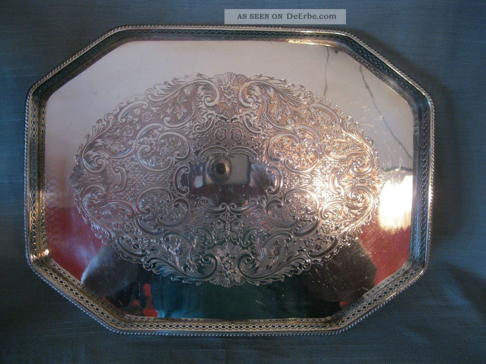 Großes Versilbertes Tablett,  Made In England,  Silver Plated,  Um 1930 Objekte vor 1945 Bild