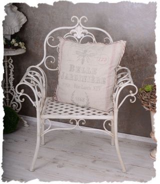 Viktorianischer Gartenstuhl Vintage Sessel Wiess Stuhl Landhausstil Garten Bild