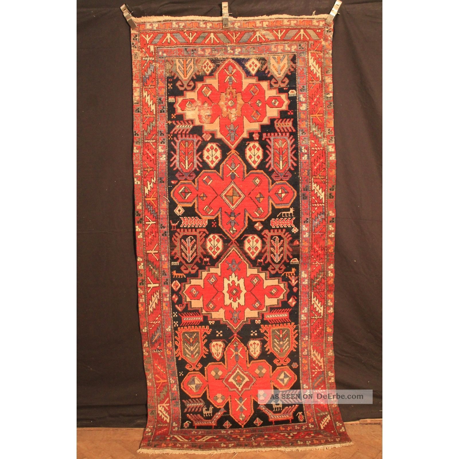 Antiker Handgeknüpfter Orient Kazak Teppich Läufer Runner Carpet Tapis 244x110cm Teppiche & Flachgewebe Bild