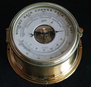 Schatz Compensated Precision Barometer Schiffsbarometer Mit Thermometer Bild