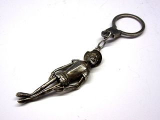 Lustiger Schlüsselanhänger Mit Antiker 900 Silber Beweglicher Figur 4g2224 Bild