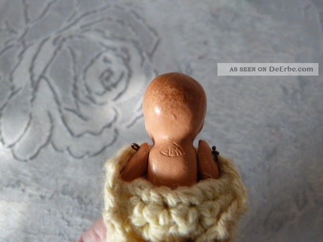 Zwillinge Ari Puppen Baby PÜppchen Aus Masse 5 Cm Puppenstube Puppenhaus Original, gefertigt vor 1970 Bild