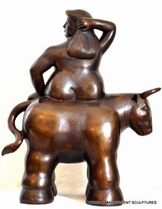 Dicke Frau Auf Stier Botero Signiert Bronzefigur Bronzeskulptur Bronze Figur Bild
