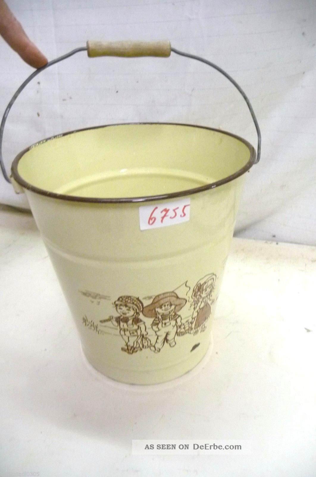 Nr.  6755.  Alter Emaille Eimer Wassereimer Emailleeimer Old Enamelware Bucket Emailwaren Bild
