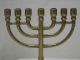 Alte Kleine Menora Massiv Messing Jerusalem 7 Kerzen Judaica Rar - Dachbodenfund Gefertigt nach 1945 Bild 1