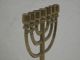 Alte Kleine Menora Massiv Messing Jerusalem 7 Kerzen Judaica Rar - Dachbodenfund Gefertigt nach 1945 Bild 3