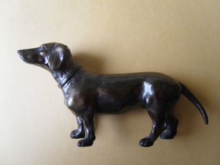 Dackel - Jagdhund - Kleine Metallfigur Bronze Farben Bild