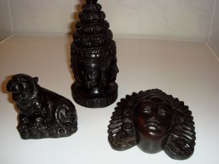 Asiatisches,  Buddhistisches Figurenset,  Buddha Mit Den 3 Gesichtern Bild