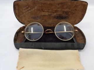 Antike Jugendstil Brille Gestempelt Golddoublé Mit Etui Bild