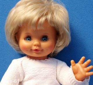 SchildkrÖt Puppe MÄdchen Blond Mit Geschlecht Doll Vinyl 40 Cm Vintage Bild