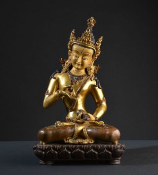 Buddha Vajrasattva.  Ältere / Older Statue.  (tibet,  Bronze,  Gold) Bild