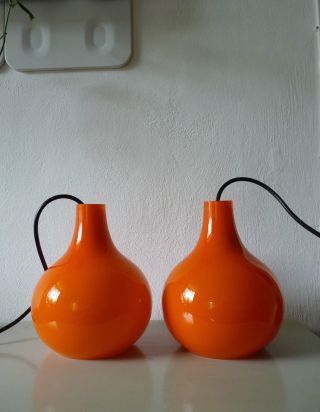 Peill & Putzler Tulip Hängelampe Lampe Orange Opalglas Glas Lamp 60er 70er Bild