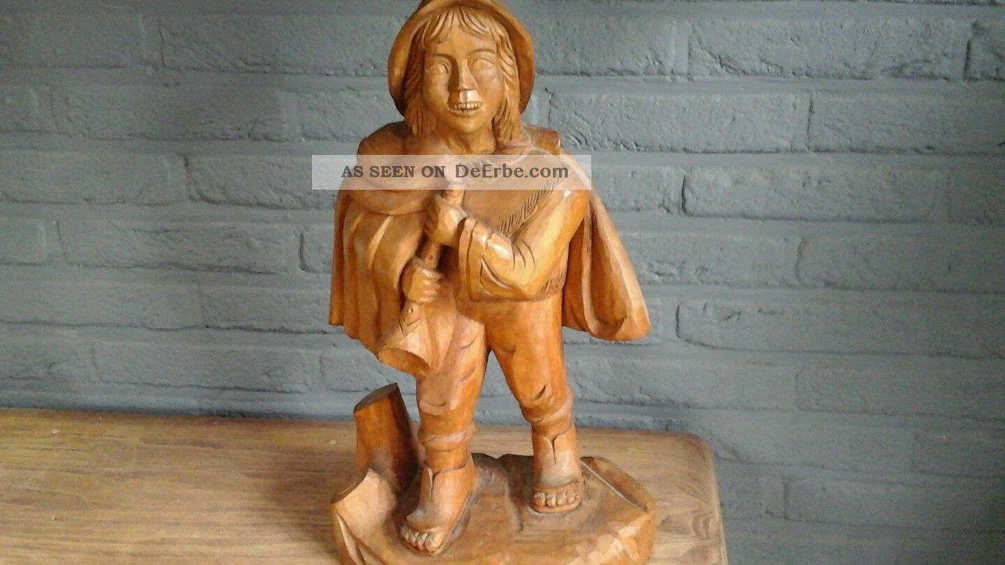Holzschnitzerei Flöten Männchen 45cm Holzarbeiten Bild