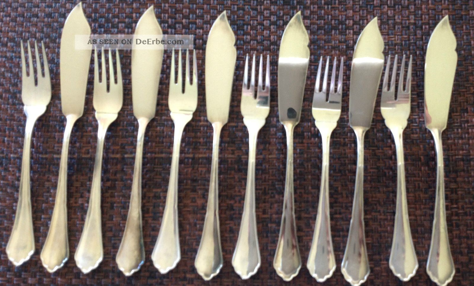 Bsf Englisch Chippendale 800er Silber Fischbesteck,  12 Teile, Objekte vor 1945 Bild