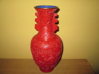 Vase Blumenvase Cloisonne Rotlack Emailie China Ziervase Dekovase Sammlerstück Bild
