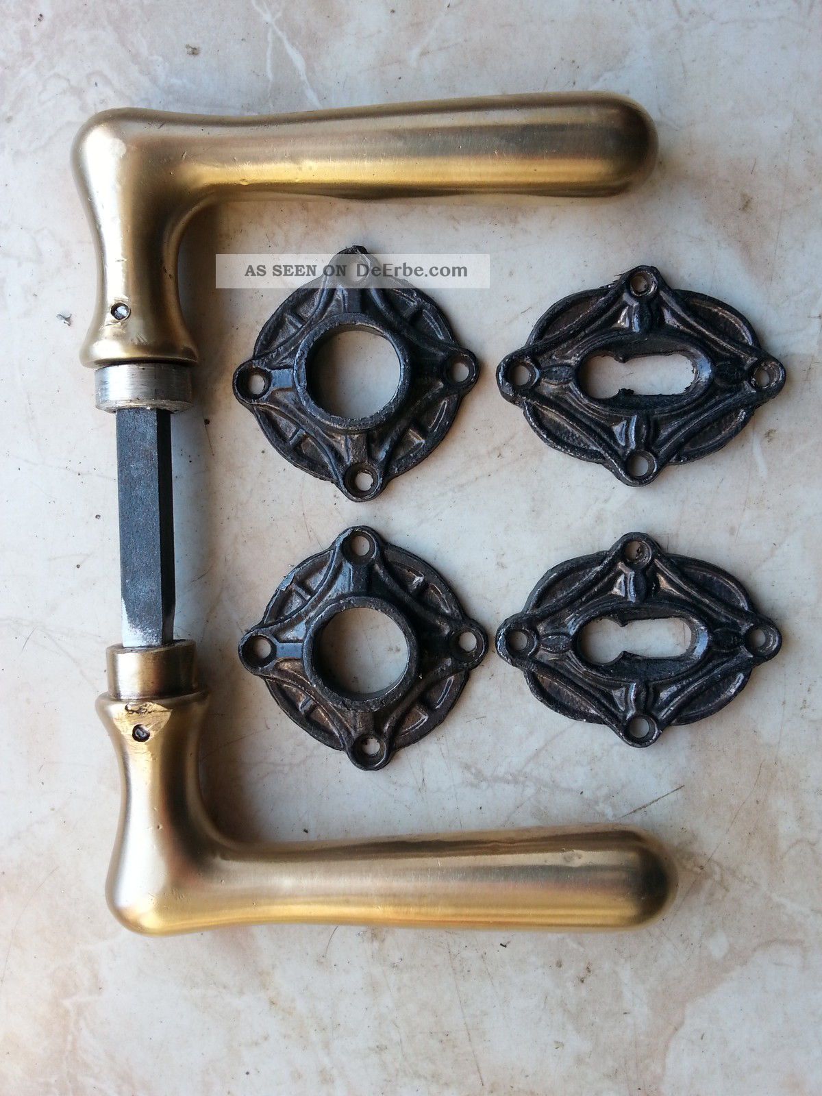 Türklinken,  Türdrücker Messing Jugendstil O.  O. Original, vor 1960 gefertigt Bild