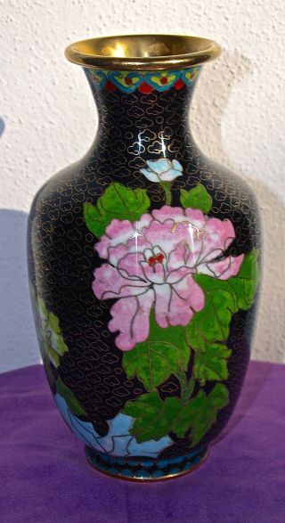 Schöne Alte Cloisonne Vase 18 Cm Bild