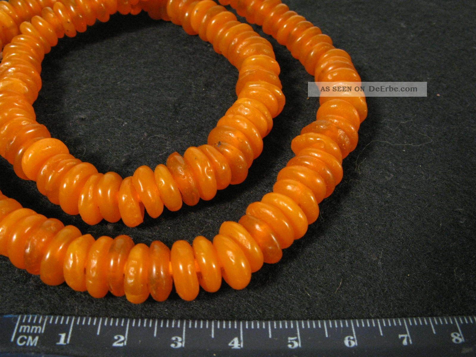 Pulverglasperlen 11mm Orange Spacer Ghana Recycling Glass Beads Krobo Afrozip Entstehungszeit nach 1945 Bild